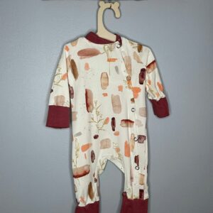 Pyjama OEKO-TEX® - Feuillage aquarelle rouge