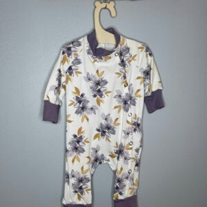 Pyjama OEKO-TEX® - Fleurs prune et ocre