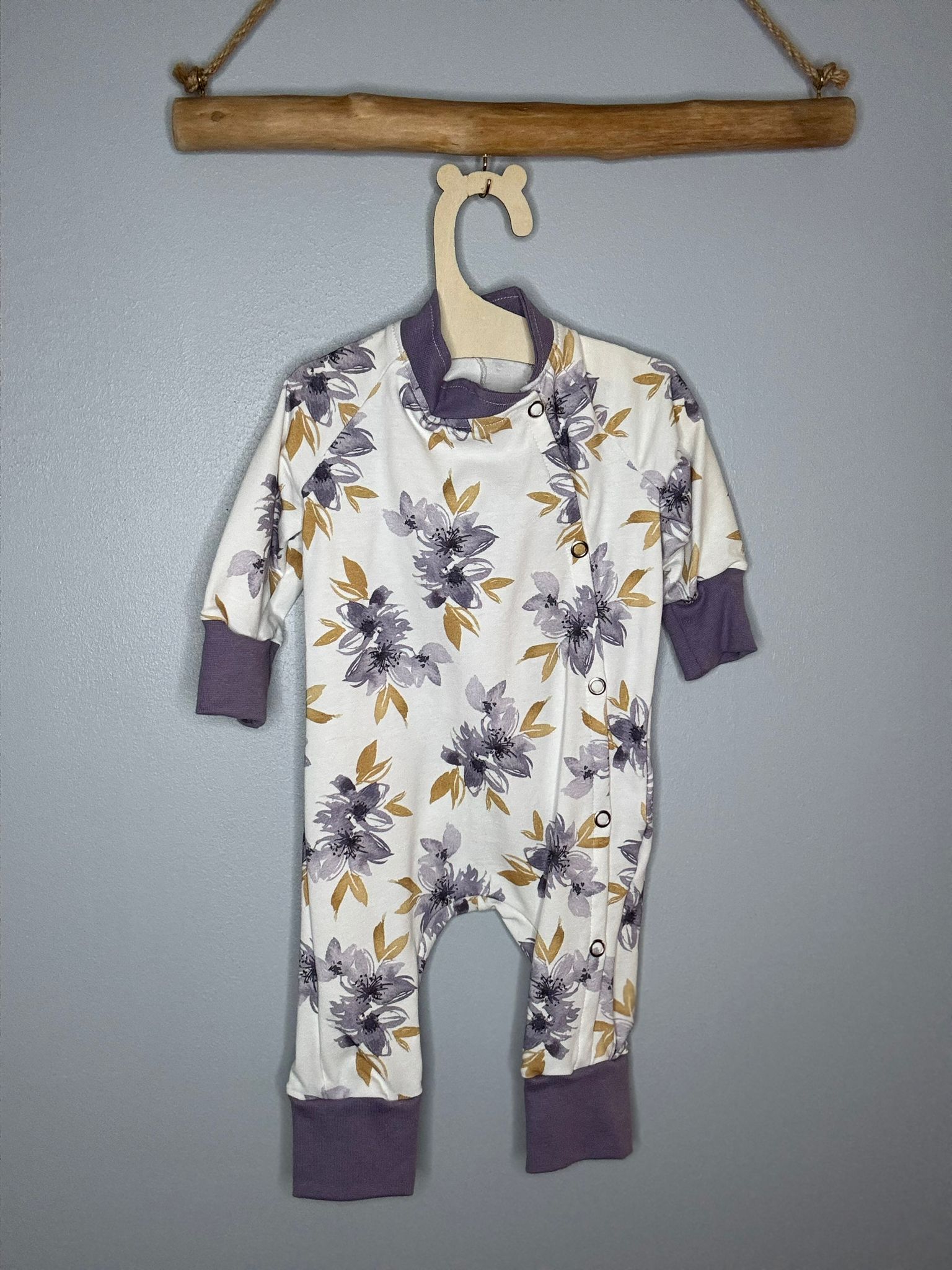 Pyjama OEKO-TEX® - Fleurs prune et ocre