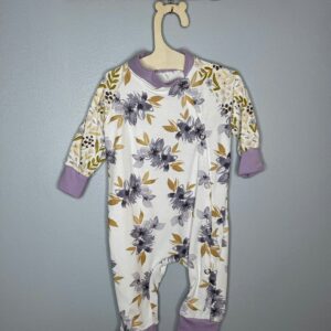 Pyjama OEKO-TEX® - Fleurs lavande et feuilles dorées