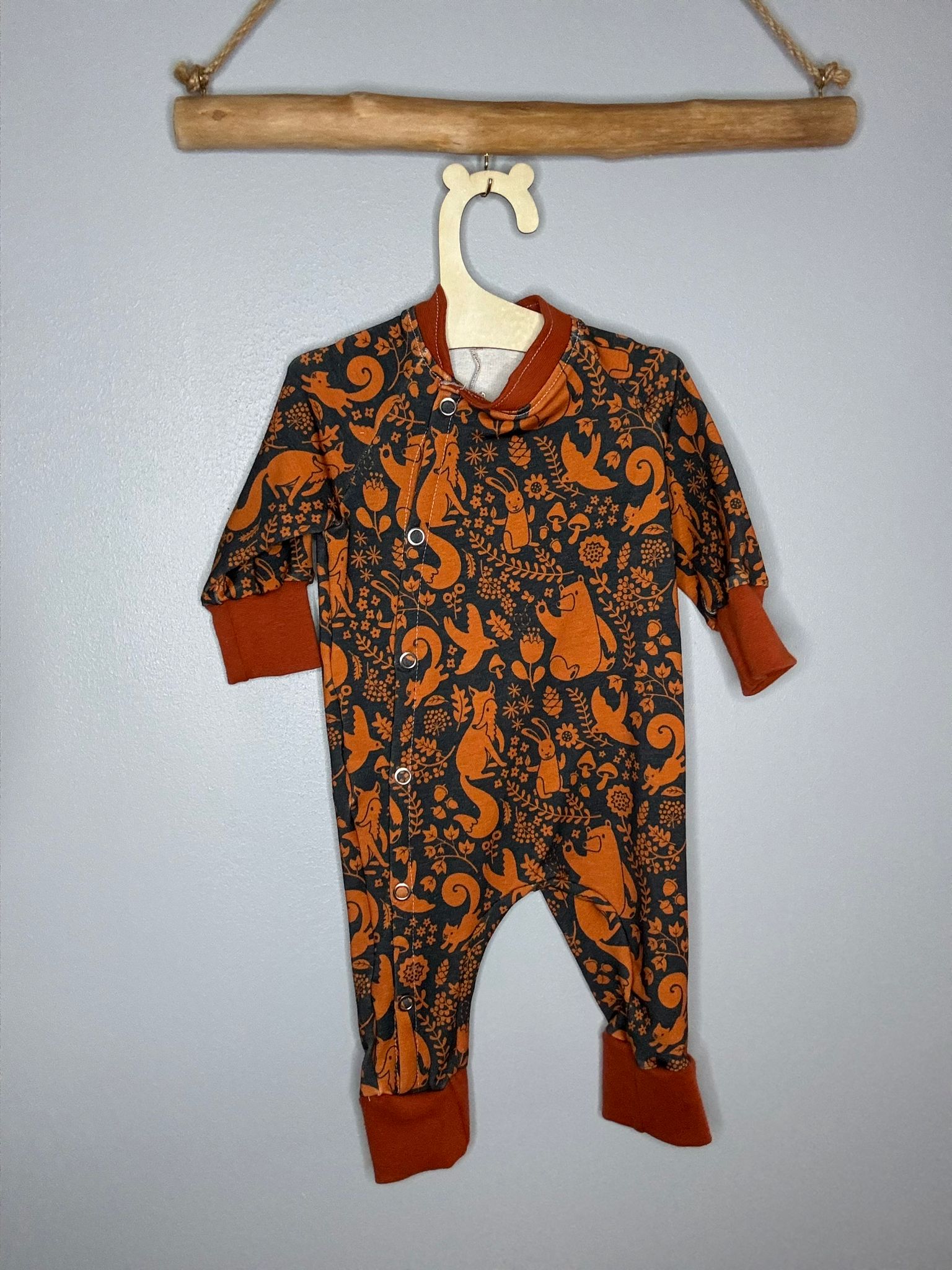 Pyjama OEKO-TEX® - Animaux de la forêt orange brûlé