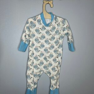 Pyjama OEKO-TEX® - Baleines bleu ciel et corail