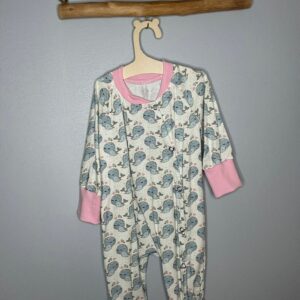 Pyjama OEKO-TEX® - Baleines bleu pastel et rose poudré