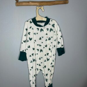 Pyjama OEKO-TEX® - Petits cœurs vert forêt
