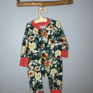 Pyjama OEKO-TEX® - Bouquet floral sur fond vert sapin