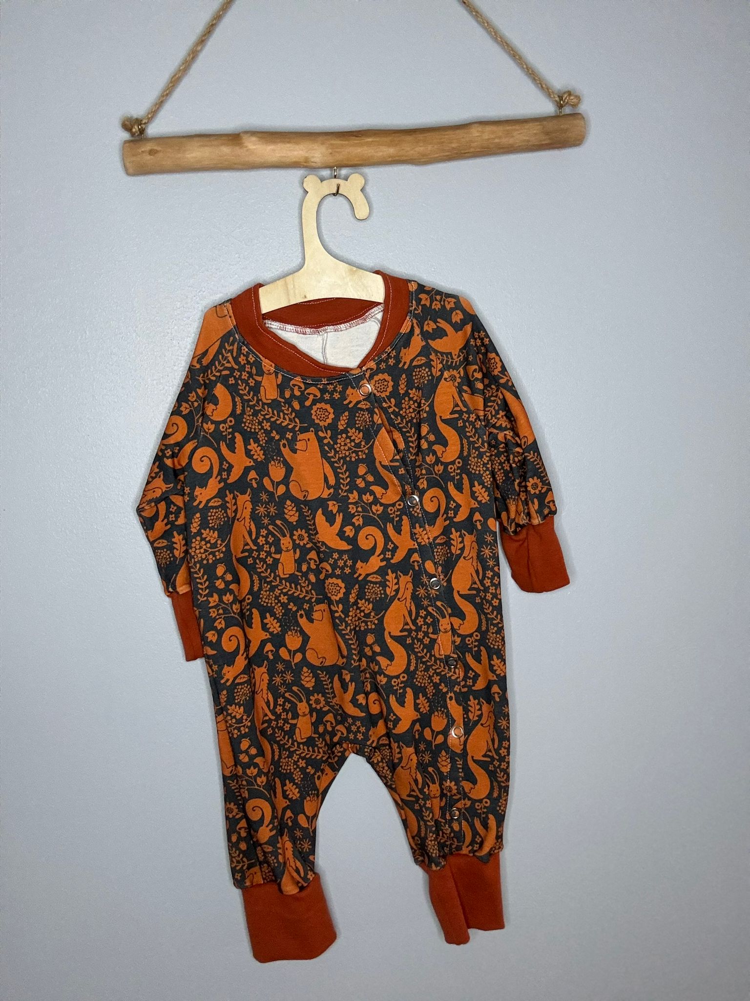 Pyjama OEKO-TEX® - Animaux de la forêt orange brûlé