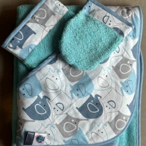 Sortie de bain OEKO-TEX® - Petits Éléphanteaux Bleus