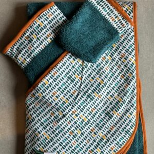 Sortie de bain OEKO-TEX® - Pluie de Couleurs Vert & Ocre