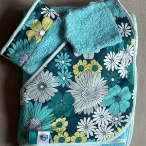 Sortie de bain OEKO-TEX® - Grandes fleurs turquoise