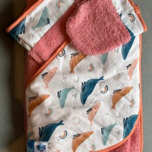 Sortie de bain OEKO-TEX® - Baleines Pastel