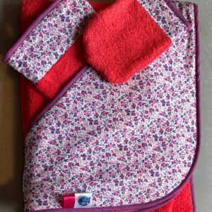 Sortie de bain OEKO-TEX® - Fleurs Framboise