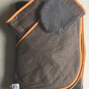 Sortie de bain OEKO-TEX® - Motif pois multicolores sur fond chocolat