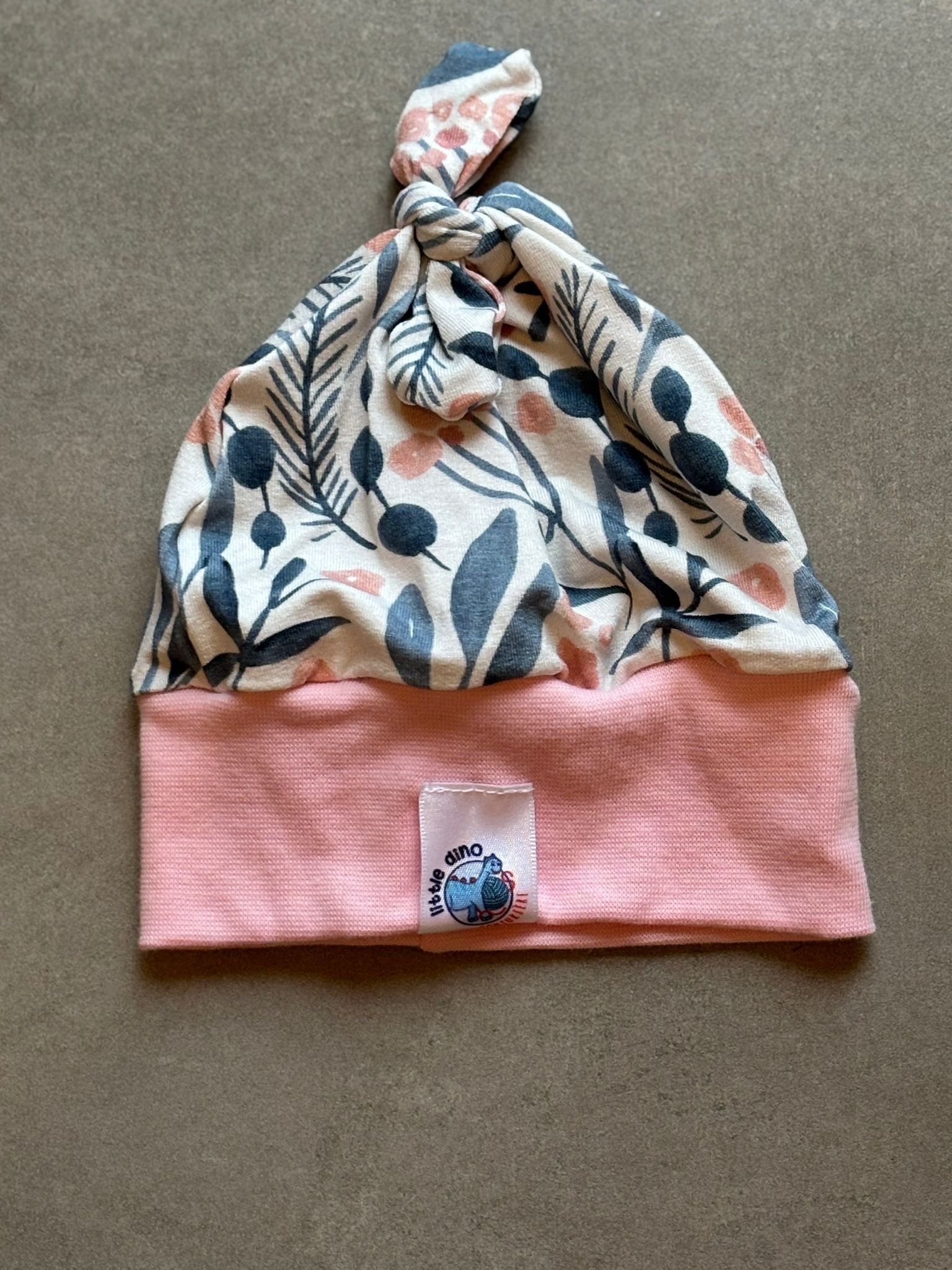 Bonnet OEKO-TEX® - Feuillages Rose & Bleu