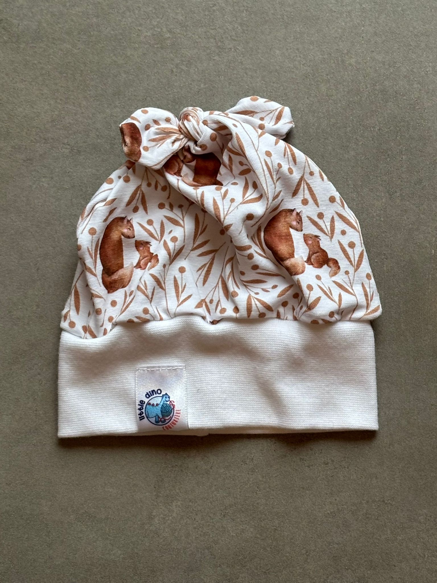 Bonnet OEKO-TEX® - Oursons & Feuillage Brun