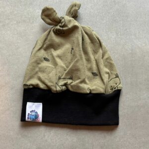 Bonnet OEKO-TEX® - Renards Sketch Kaki & Bordure Noire