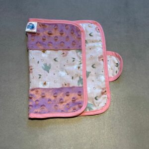 Protège carnet OEKO-TEX® - Petits oiseaux & minky rose poudré