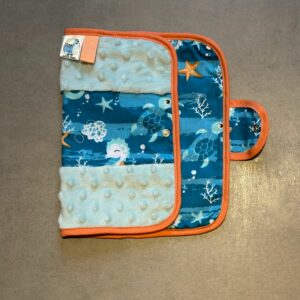 Protège carnet OEKO-TEX® - Océan & minky bleu glacier