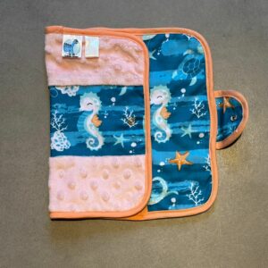 Protège carnet OEKO-TEX® - Sirènes & Minky rose poudré