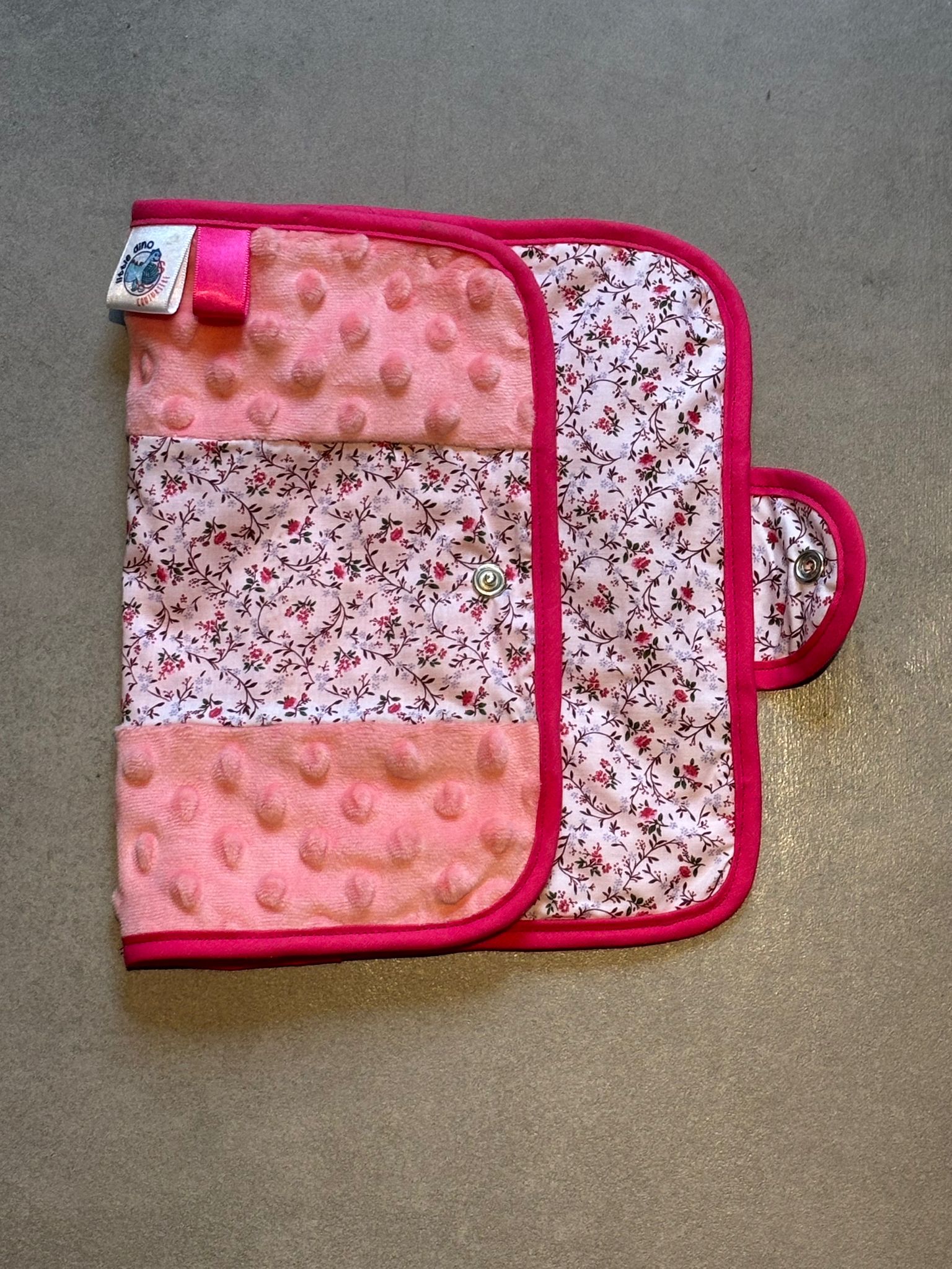 Protège carnet OEKO-TEX® - Liberty rose & Minky pastel
