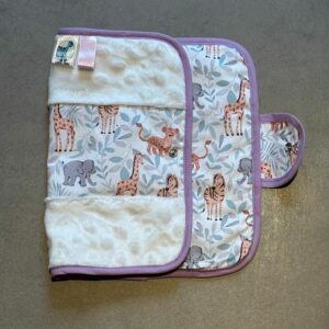 Protège carnet OEKO-TEX® - Safari pastel & minky ivoire