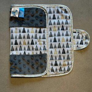 Protège carnet OEKO-TEX® - Forêt nordique & minky gris étincelant