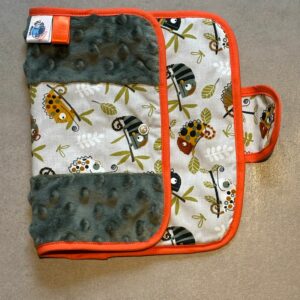 Protège carnet OEKO-TEX® - Caméléons & minky gris anthracite