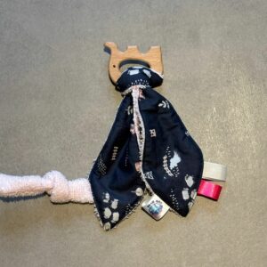 Anneau de dentition OEKO-TEX® - Nuit étoilée & touches roses