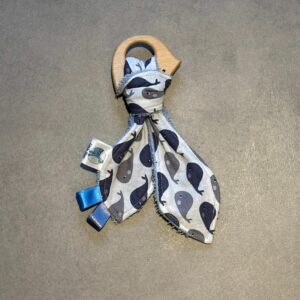 Anneau de dentition OEKO-TEX® - Baleines bleues & douceur marine