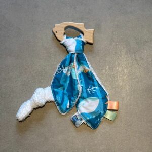 Anneau de dentition OEKO-TEX® - Monde marin & bleu lagon