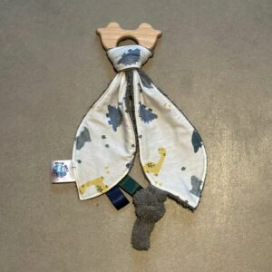 Anneau de dentition OEKO-TEX® - Dinosaures gris & touches de couleur