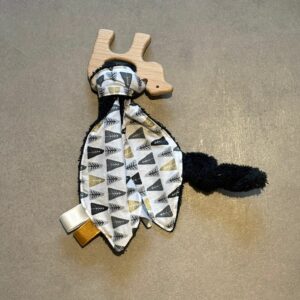 Anneau de dentition OEKO-TEX® - Flèches noir & or / bois naturel