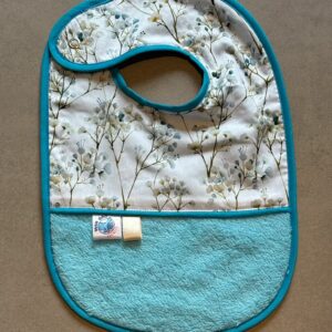Bavoir OEKO-TEX® – Fleurs Bleu Glacier