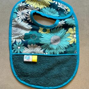 Bavoir OEKO-TEX® – Fleurs Turquoise Vintage