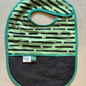 Bavoir OEKO-TEX® – Rayures Vert Menthe & Émeraude