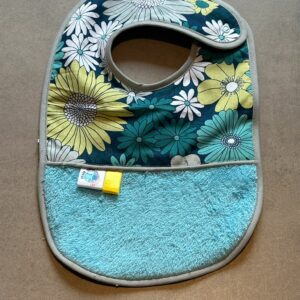 Bavoir OEKO-TEX® – Fleurs Turquoise & Jaune