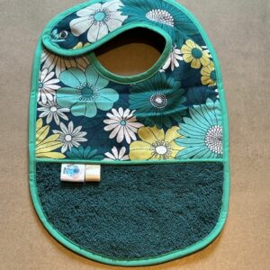Bavoir OEKO-TEX® – Fleurs Turquoise & Jaune