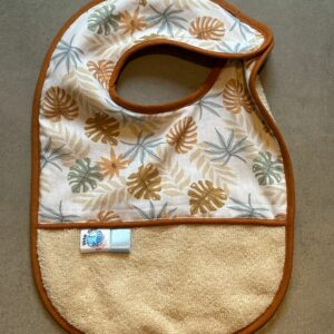 Bavoir OEKO-TEX® – Feuilles Tropicales & Beige