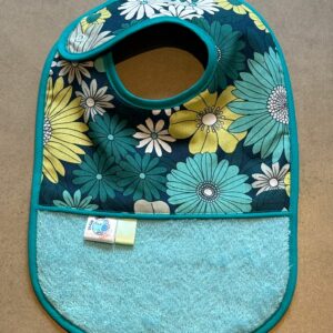 Bavoir OEKO-TEX® – Fleurs Vintage Vert & Jaune