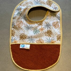 Bavoir OEKO-TEX® – Feuilles Tropicales Beige