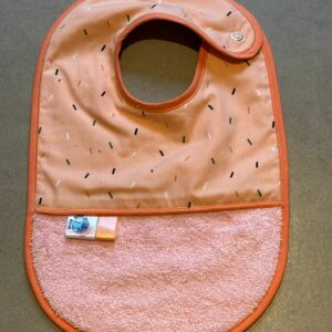 Bavoir OEKO-TEX® – Confettis Pêche & Rose