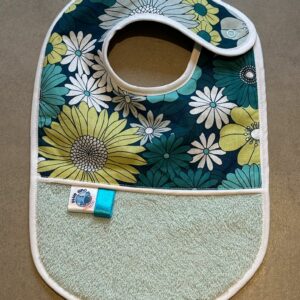 Bavoir OEKO-TEX® – Fleurs Vintage Bleu