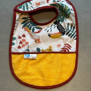 Bavoir OEKO-TEX® - Tropical Jaune & Bordeaux