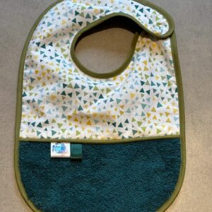 Bavoir OEKO-TEX® – Motif Triangles Kaki