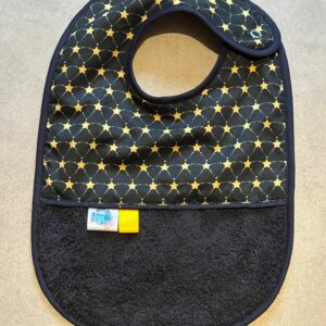 Bavoir OEKO-TEX® – Motif Étoiles Noir & Or