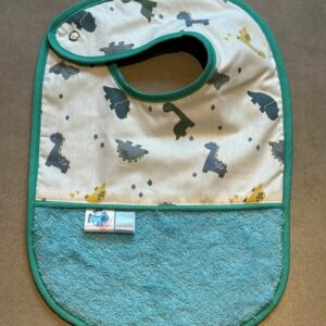 Bavoir OEKO-TEX® – Motif Dinosaures Bleu & Vert