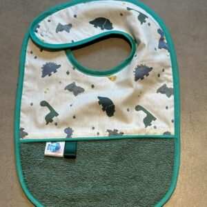 Bavoir OEKO-TEX® – Motif Dinosaures Vert Foncé