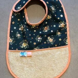 Bavoir OEKO-TEX® – Motif Fleurs Bleu Nuit