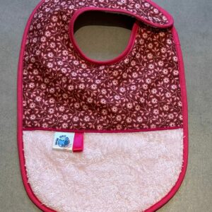 Bavoir OEKO-TEX® – Motif Fleurs Rose & Bordeaux