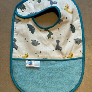 Bavoir OEKO-TEX® – Motif Dinosaures Bleu Glacier