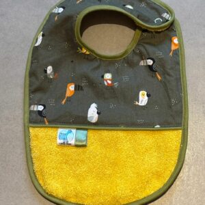 Bavoir OEKO-TEX® – Motif Oiseaux Jungle Jaune